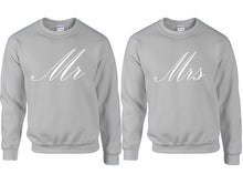 Load image into Gallery viewer, Mr and Mrs couple sweatshirts. Sports Grey sweaters for men, sweaters for women. Sweat shirt. Matching sweatshirts for couples
