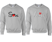 Load image into Gallery viewer, Soul and Mate couple sweatshirts. Sports Grey sweaters for men, sweaters for women. Sweat shirt. Matching sweatshirts for couples
