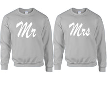 Cargar imagen en el visor de la galería, Mr and Mrs couple sweatshirts. Sports Grey sweaters for men, sweaters for women. Sweat shirt. Matching sweatshirts for couples
