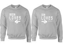 Charger l&#39;image dans la galerie, She Loves Me and He Loves Me couple sweatshirts. Sports Grey sweaters for men, sweaters for women. Sweat shirt. Matching sweatshirts for couples
