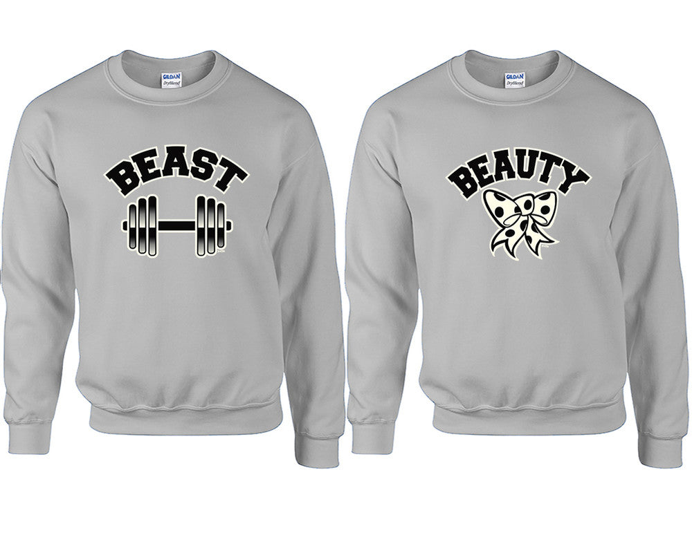 Beast and Beauty couple sweatshirts. Sports Grey sweaters for men, sweaters for women. Sweat shirt. Matching sweatshirts for couples