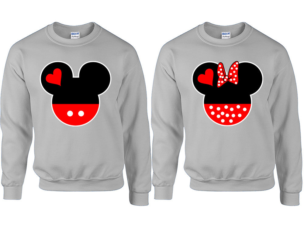 Mickey and Minnie couple sweatshirts. Sports Grey sweaters for men, sweaters for women. Sweat shirt. Matching sweatshirts for couples