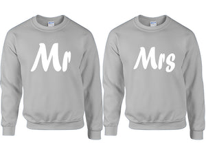 Mr and Mrs couple sweatshirts. Sports Grey sweaters for men, sweaters for women. Sweat shirt. Matching sweatshirts for couples
