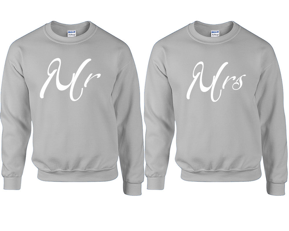 Mr and Mrs couple sweatshirts. Sports Grey sweaters for men, sweaters for women. Sweat shirt. Matching sweatshirts for couples