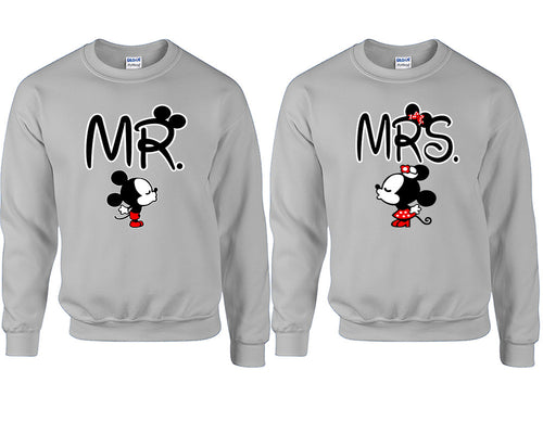 Mr Mrs couple sweatshirts. Sports Grey sweaters for men, sweaters for women. Sweat shirt. Matching sweatshirts for couples