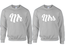 Load image into Gallery viewer, Mr and Mrs couple sweatshirts. Sports Grey sweaters for men, sweaters for women. Sweat shirt. Matching sweatshirts for couples
