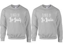 Görseli Galeri görüntüleyiciye yükleyin, Blinded by Her Beauty and Blinded by His Muscles couple sweatshirts. Sports Grey sweaters for men, sweaters for women. Sweat shirt. Matching sweatshirts for couples
