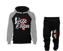 Load image into Gallery viewer, Only God Can Judge Me outfits bottom and top, Grey Black hoodies for men, Grey Black mens joggers. Hoodie and jogger pants for mens
