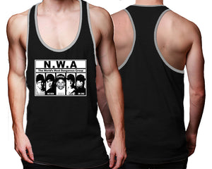 NWA custom tank top, graphic tees. Grey Black tank top for men. Grey Black color racerback tanktop for mens.