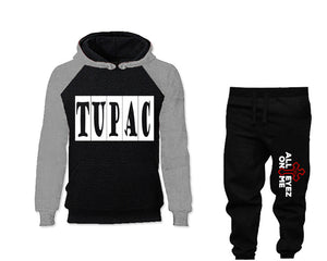 Rap Hip-Hop R&B outfits bottom and top, Grey Black hoodies for men, Grey Black mens joggers. Hoodie and jogger pants for mens