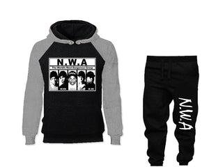 NWA outfits bottom and top, Grey Black hoodies for men, Grey Black mens joggers. Hoodie and jogger pants for mens