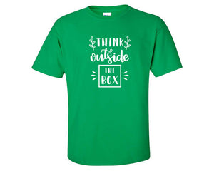 Think Outside The Box custom t shirts, graphic tees. Irish Green t shirts for men. Irish Green t shirt for mens, tee shirts.