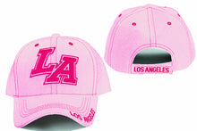 Cargar imagen en el visor de la galería, LA Los Angeles designer baseball hats, embroidered baseball caps, Light Pink baseball cap
