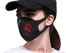 Load image into Gallery viewer, Leo Silk Cotton face mask with Red Glitter color design. Washable, reusable face mask.
