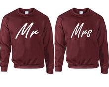 이미지를 갤러리 뷰어에 로드 , Mr and Mrs couple sweatshirts. Maroon sweaters for men, sweaters for women. Sweat shirt. Matching sweatshirts for couples
