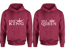 Load image into Gallery viewer, Her King and His Queen hoodies, Matching couple hoodies, Maroon pullover hoodies
