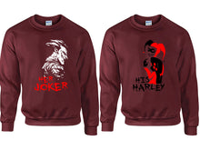 Charger l&#39;image dans la galerie, Her Joker His Harley couple sweatshirts. Maroon sweaters for men, sweaters for women. Sweat shirt. Matching sweatshirts for couples
