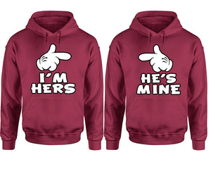 I'm Hers He's Mine hoodie, Matching couple hoodies, Maroon pullover hoodies. Couple jogger pants and hoodies set.