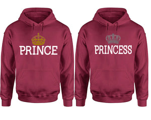 Prince Princess hoodie, Matching couple hoodies, Maroon pullover hoodies. Couple jogger pants and hoodies set.