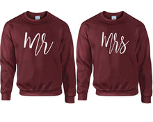 將圖片載入圖庫檢視器 Mr and Mrs couple sweatshirts. Maroon sweaters for men, sweaters for women. Sweat shirt. Matching sweatshirts for couples
