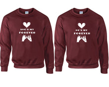 將圖片載入圖庫檢視器 She&#39;s My Forever and He&#39;s My Forever couple sweatshirts. Maroon sweaters for men, sweaters for women. Sweat shirt. Matching sweatshirts for couples
