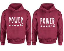 Load image into Gallery viewer, Power Couple hoodies, Matching couple hoodies, Maroon pullover hoodies
