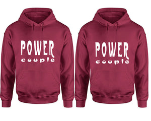 Power Couple hoodies, Matching couple hoodies, Maroon pullover hoodies