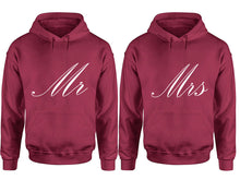 將圖片載入圖庫檢視器 Mr and Mrs hoodies, Matching couple hoodies, Maroon pullover hoodies

