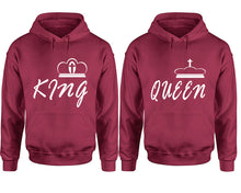 將圖片載入圖庫檢視器 King and Queen hoodies, Matching couple hoodies, Maroon pullover hoodies
