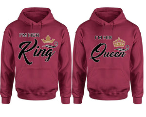 King Queen hoodie, Matching couple hoodies, Maroon pullover hoodies. Couple jogger pants and hoodies set.