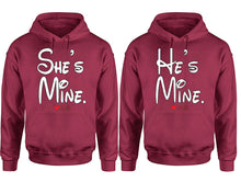 將圖片載入圖庫檢視器 She&#39;s Mine He&#39;s Mine hoodie, Matching couple hoodies, Maroon pullover hoodies. Couple jogger pants and hoodies set.
