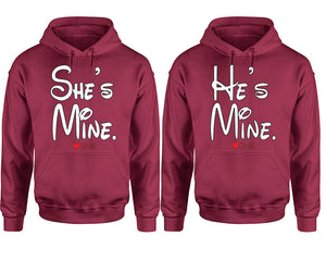 She's Mine He's Mine hoodie, Matching couple hoodies, Maroon pullover hoodies. Couple jogger pants and hoodies set.