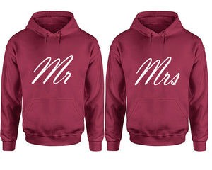 Mr and Mrs hoodies, Matching couple hoodies, Maroon pullover hoodies