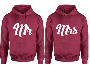 Mr and Mrs hoodies, Matching couple hoodies, Maroon pullover hoodies
