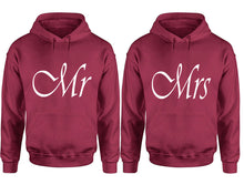 Load image into Gallery viewer, Mr and Mrs hoodies, Matching couple hoodies, Maroon pullover hoodies
