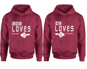 She Loves Me and He Loves Me hoodies, Matching couple hoodies, Maroon pullover hoodies