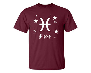 Pisces custom t shirts, graphic tees. Maroon t shirts for men. Maroon t shirt for mens, tee shirts.