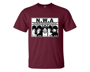 NWA custom t shirts, graphic tees. Maroon t shirts for men. Maroon t shirt for mens, tee shirts.