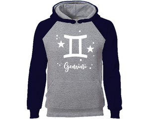 Gemini Zodiac Sign hoodie. Navy Blue Grey Hoodie, hoodies for men, unisex hoodies