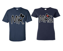 將圖片載入圖庫檢視器 Mr Mrs matching couple shirts.Couple shirts, Navy Blue t shirts for men, t shirts for women. Couple matching shirts.
