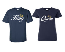 Charger l&#39;image dans la galerie, King and Queen matching couple shirts.Couple shirts, Navy Blue t shirts for men, t shirts for women. Couple matching shirts.
