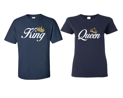 King and Queen matching couple shirts.Couple shirts, Navy Blue t shirts for men, t shirts for women. Couple matching shirts.