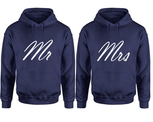 Mr and Mrs hoodies, Matching couple hoodies, Navy Blue pullover hoodies