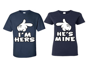 I'm Hers He's Mine matching couple shirts.Couple shirts, Navy Blue t shirts for men, t shirts for women. Couple matching shirts.