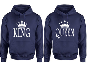 King and Queen hoodies, Matching couple hoodies, Navy Blue pullover hoodies