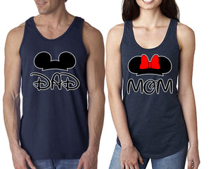 Dad Mom  matching couple tank tops. Couple shirts, Navy Blue tank top for men, tank top for women. Cute shirts.