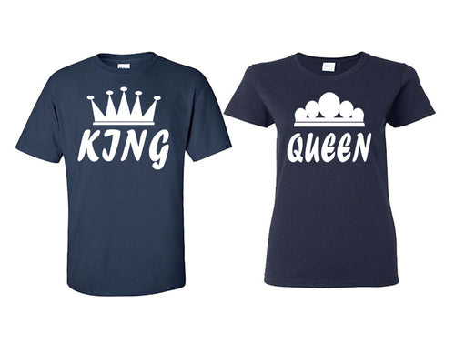 King and Queen matching couple shirts.Couple shirts, Navy Blue t shirts for men, t shirts for women. Couple matching shirts.