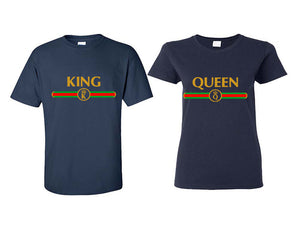 King Queen matching couple shirts.Couple shirts, Navy Blue t shirts for men, t shirts for women. Couple matching shirts.