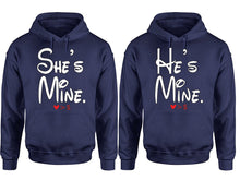 將圖片載入圖庫檢視器 She&#39;s Mine He&#39;s Mine hoodie, Matching couple hoodies, Navy Blue pullover hoodies. Couple jogger pants and hoodies set.
