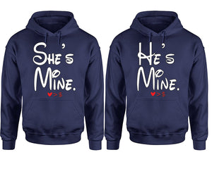 She's Mine He's Mine hoodie, Matching couple hoodies, Navy Blue pullover hoodies. Couple jogger pants and hoodies set.